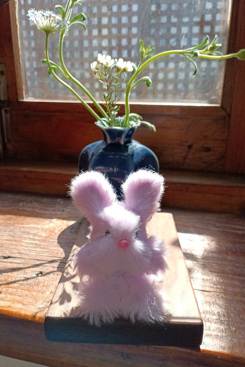 Handmade Small Pipe Cleaner Furry Bunny (Pink and Purple)