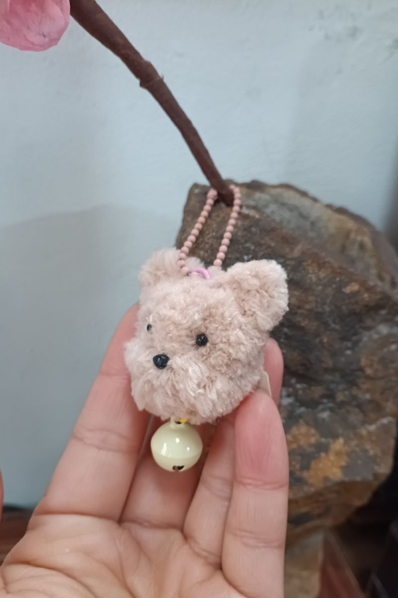 Handmade Pipe Cleaner Coral Fleece Dog Pendant (Brown and Pink)