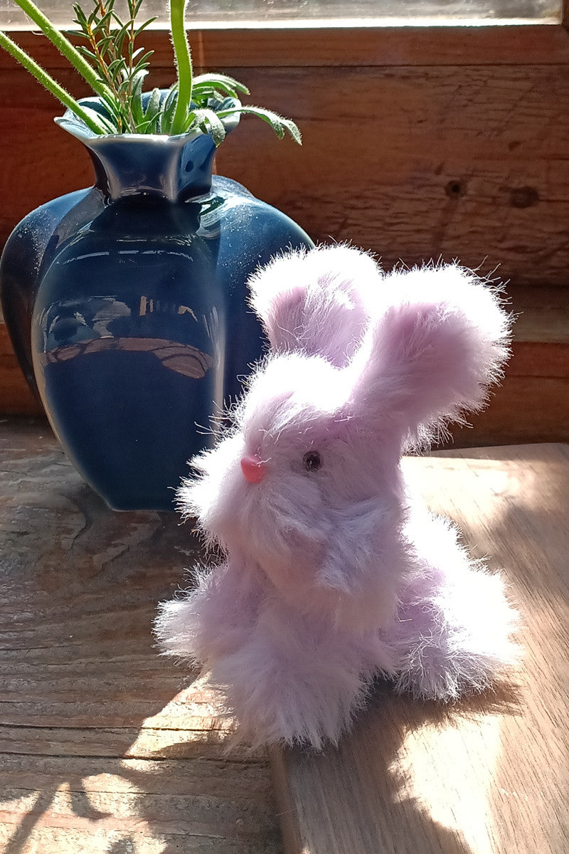 Handmade Small Pipe Cleaner Furry Bunny (Pink and Purple)
