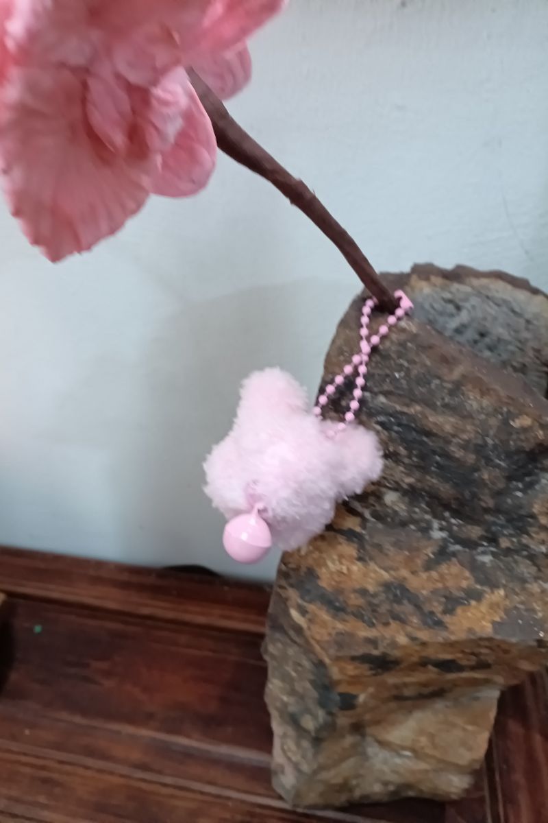 Handmade Pipe Cleaner Coral Fleece Dog Pendant (Brown and Pink)