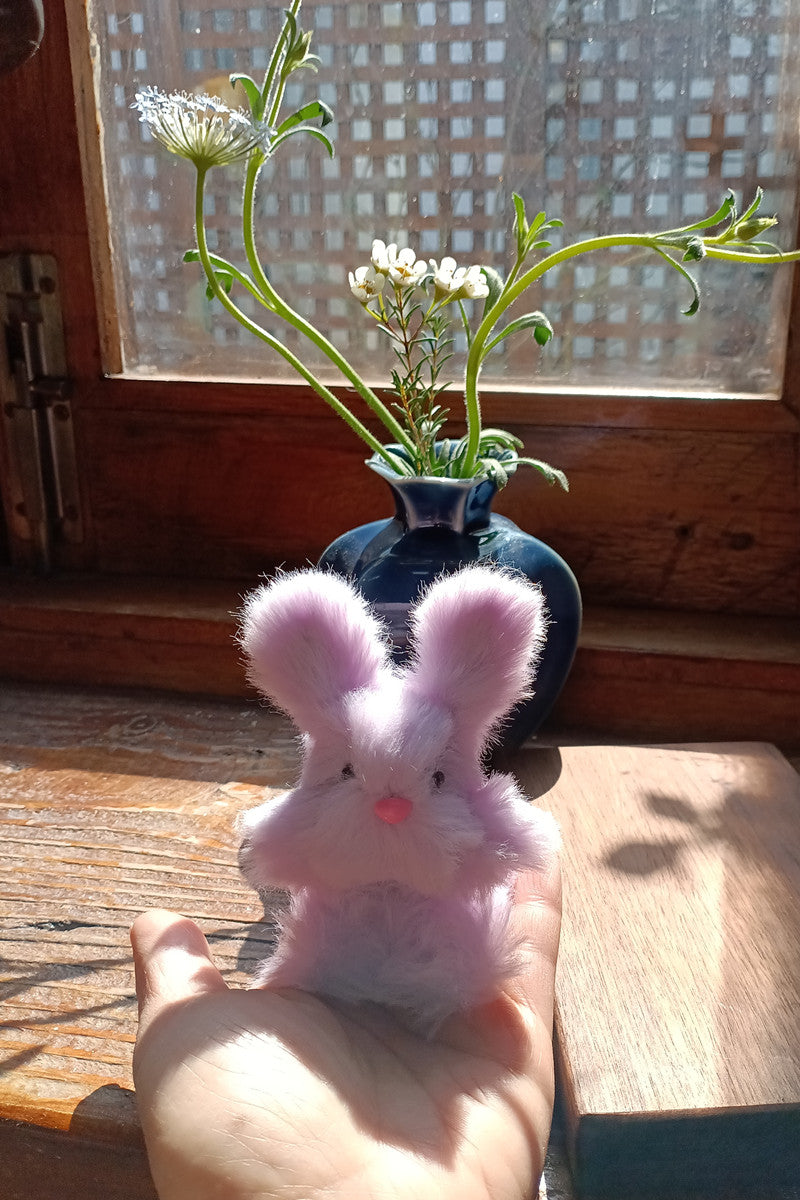 Handmade Small Pipe Cleaner Furry Bunny (Pink and Purple)