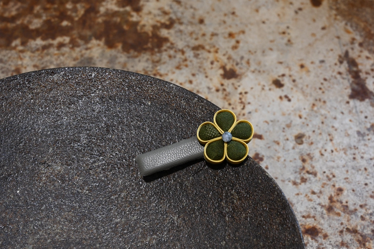 Handmade Floral Original Knot Button Hair Clip (Blue, Gray, Green, Gold, Purple, and Brown)
