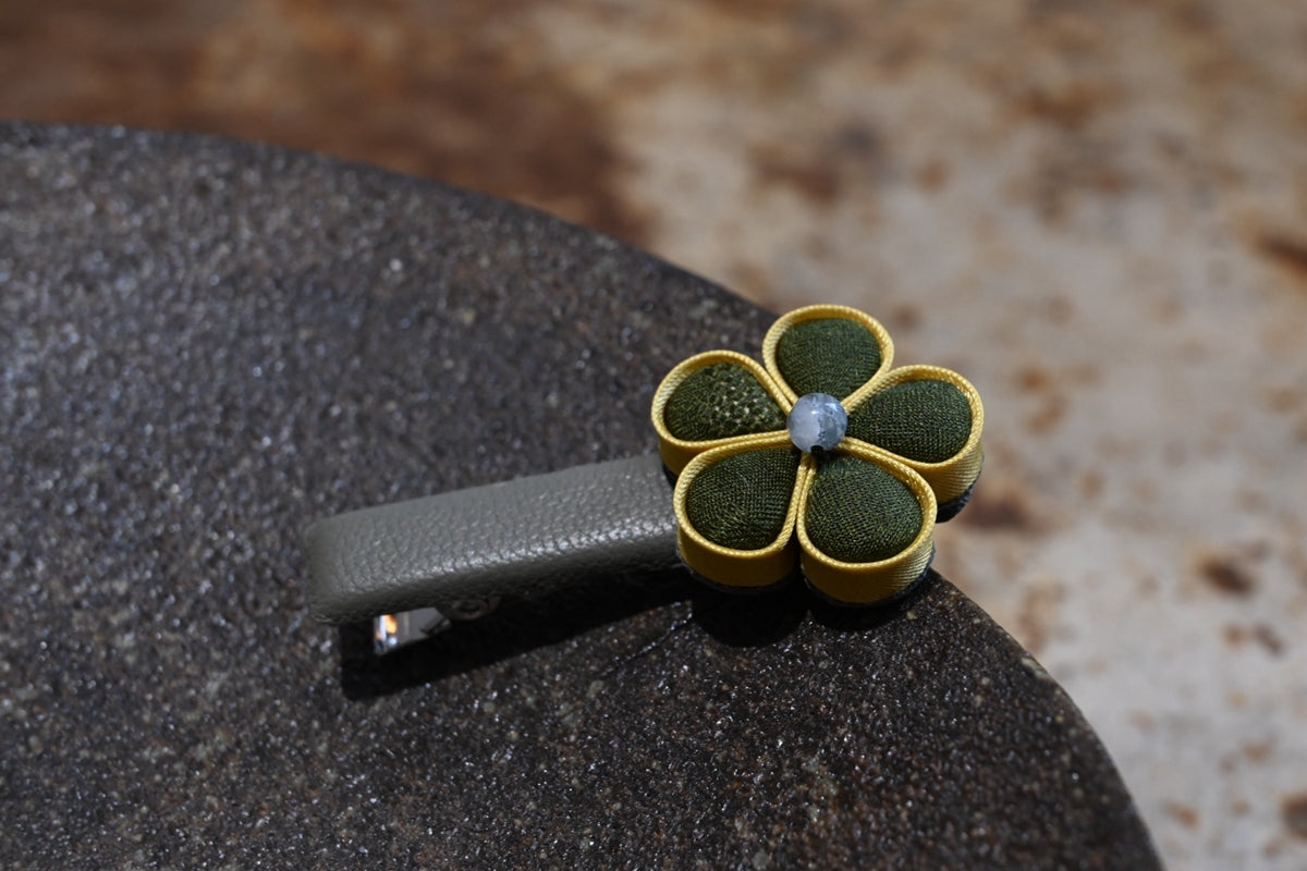 Handmade Floral Original Knot Button Hair Clip (Blue, Gray, Green, Gold, Purple, and Brown)