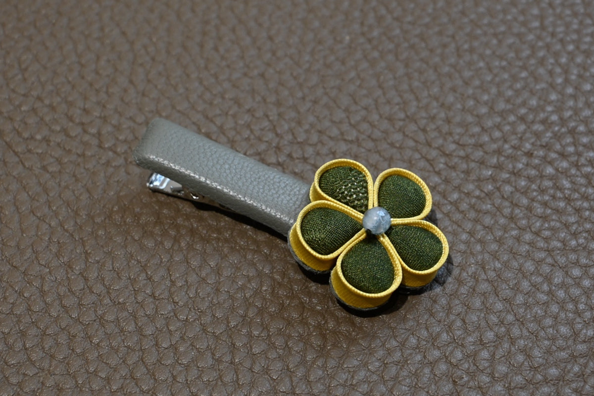 Handmade Floral Original Knot Button Hair Clip (Blue, Gray, Green, Gold, Purple, and Brown)