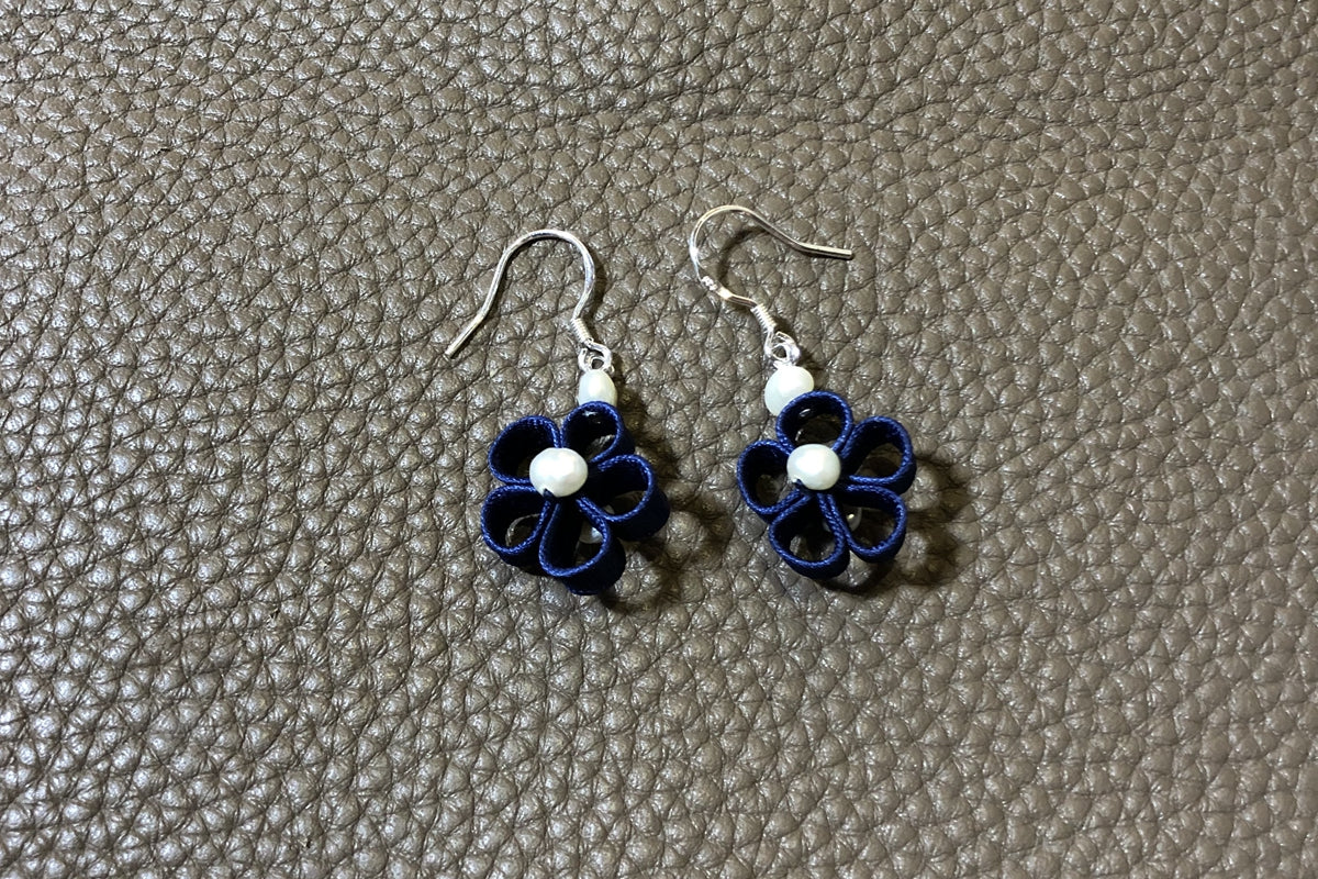 Handmade Flower Earrings (Green, Red, and Blue)