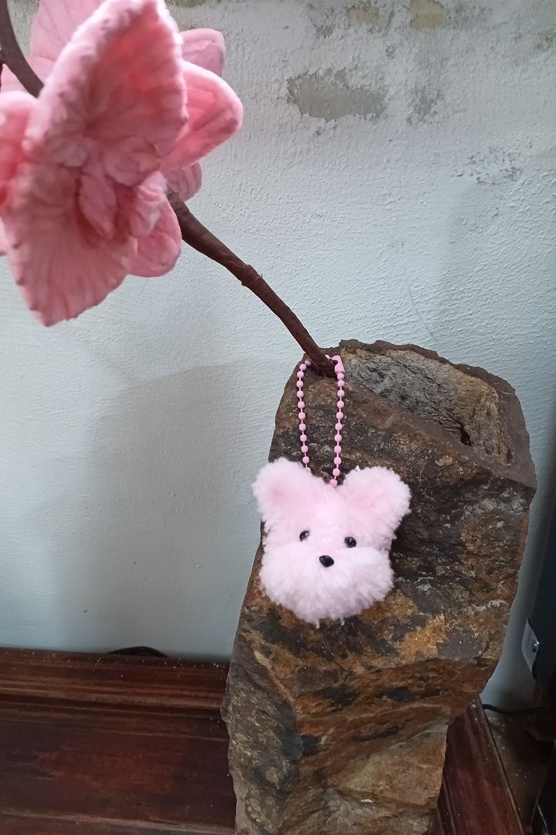 Handmade Pipe Cleaner Coral Fleece Dog Pendant (Brown and Pink)
