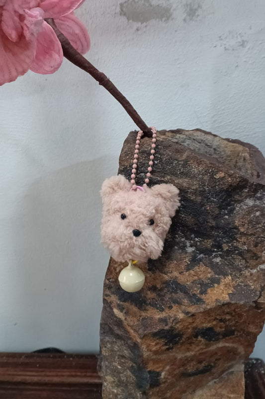 Handmade Pipe Cleaner Coral Fleece Dog Pendant (Brown and Pink)