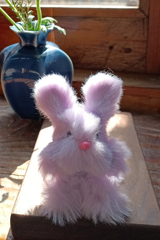 Handmade Small Pipe Cleaner Furry Bunny (Pink and Purple)