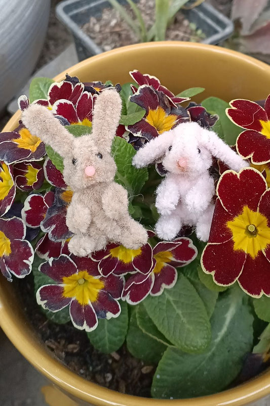 Handmade Wool Pipe Cleaner Bunny (Pink and Brown)